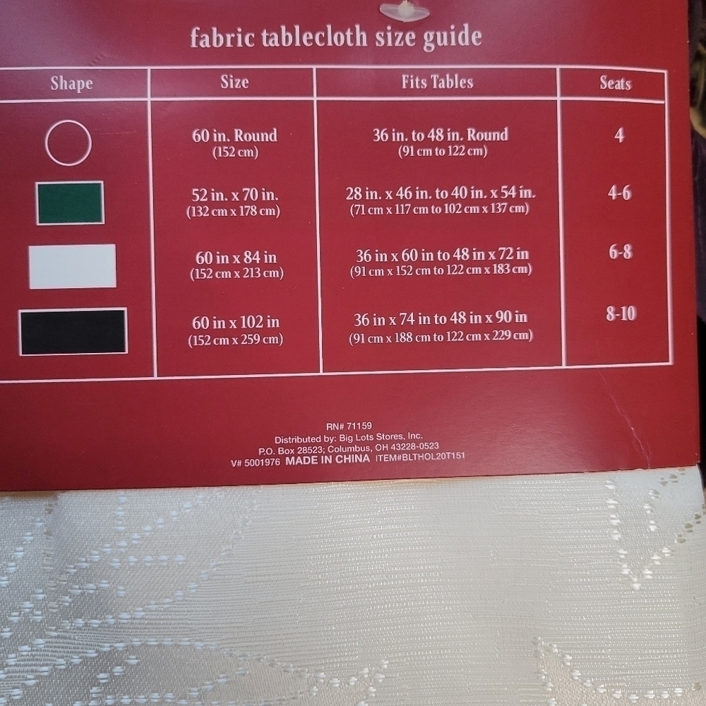 Red or White Poinsettia 52x70"Oblong Tablecloths - Picture 12 of 12